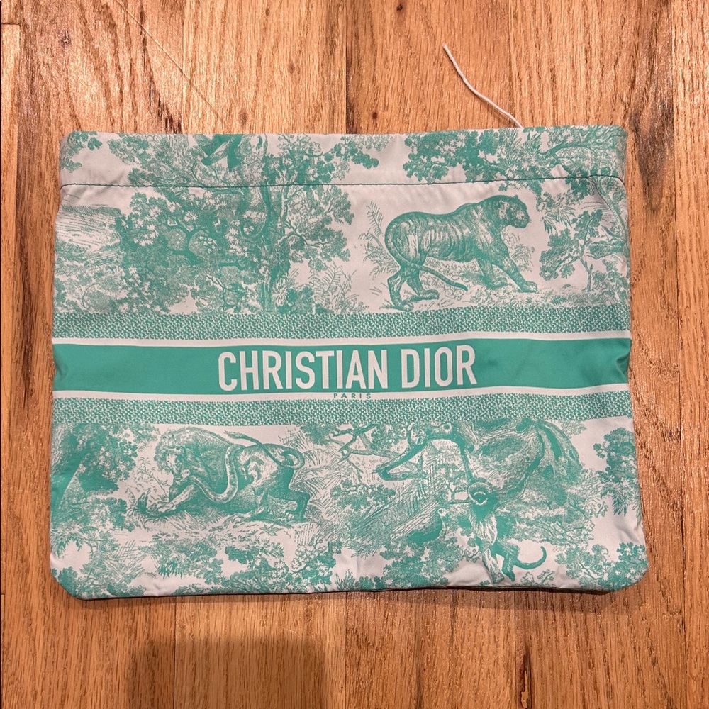 Dior Aqua and Cream Zippered Pouch